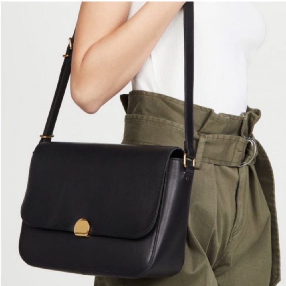Black Leather Madewell Abroad Bag